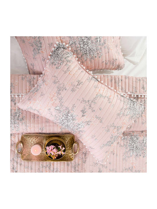 Borea Bijou Set Coverlet Queen Size Microfiber Pink 220x240cm 3pcs