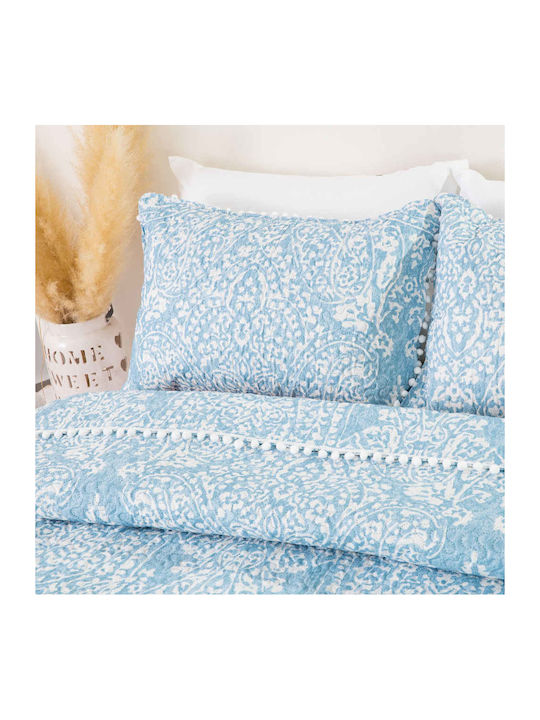 Borea Maya Set Coverlet Queen Size Microfiber Petrol 220x240cm 3pcs