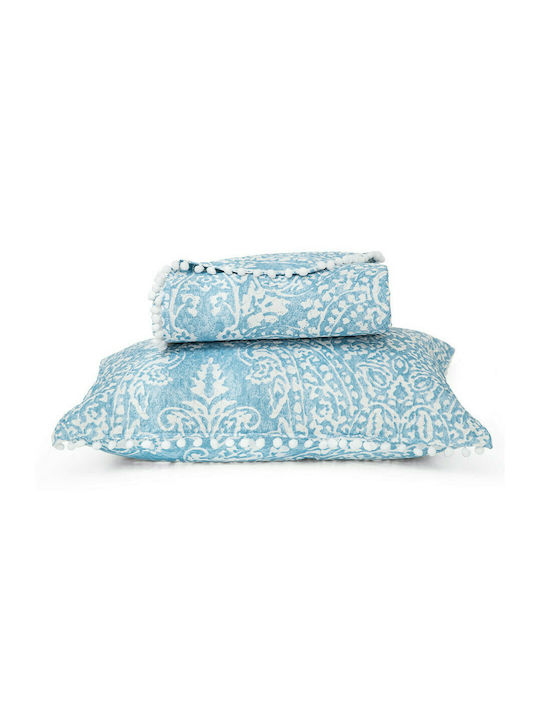 Borea Maya Set Coverlet Queen Size Microfiber Petrol 220x240cm 3pcs