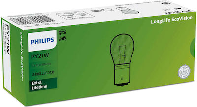 Philips Lămpi Autoturismului & Motocicletei LongerLife EcoVision PY21W-BAU15s 12V 21W 1buc