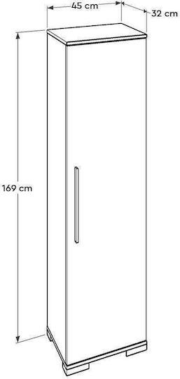 Diamond III Single Door Wardrobe High Gloss White 45x32x169cm