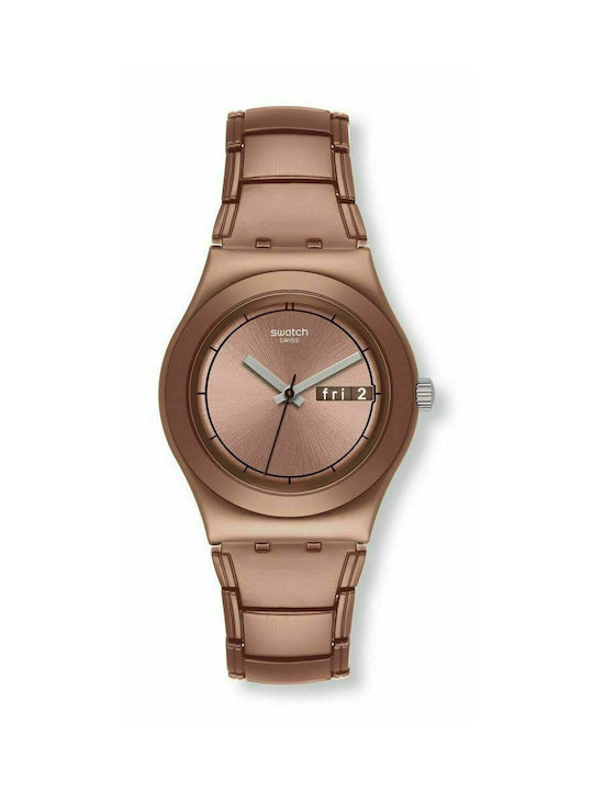 Swatch Mimas Brățară din metal Maro 17mm