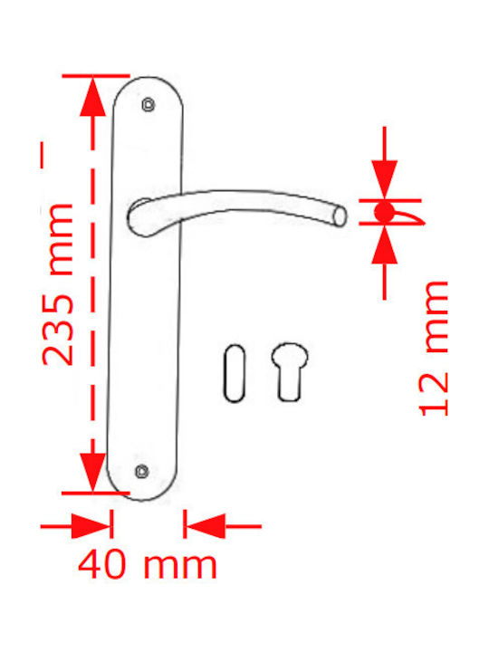 Viobrass Buton Ușa din mijloc cu Placă 4086 4086 Pereche (Distanța Centrelor 90mm) Nichel