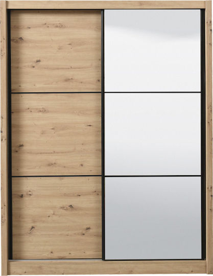 Double Door Wardrobe Sliding Navara with Mirror 165 166.4x60.7x215.4cm