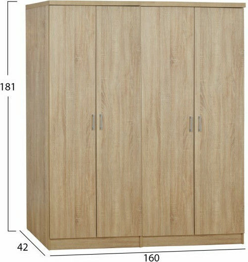 Τετράφυλλη Ντουλάπα 160x42x181cm