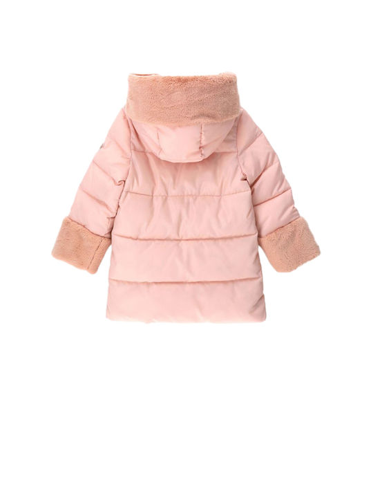 Original Marines Kids Quilted Jacket Long Hooded Pink