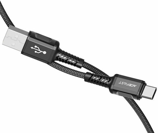 Acefast C1-04 Braided USB 2.0 Cable USB-C male - USB-A Μαύρο 1.2m