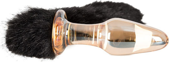 You2Toys Glass Plug with Tail Πρωκτική Σφήνα Transparent Gold / Black 10.5cm