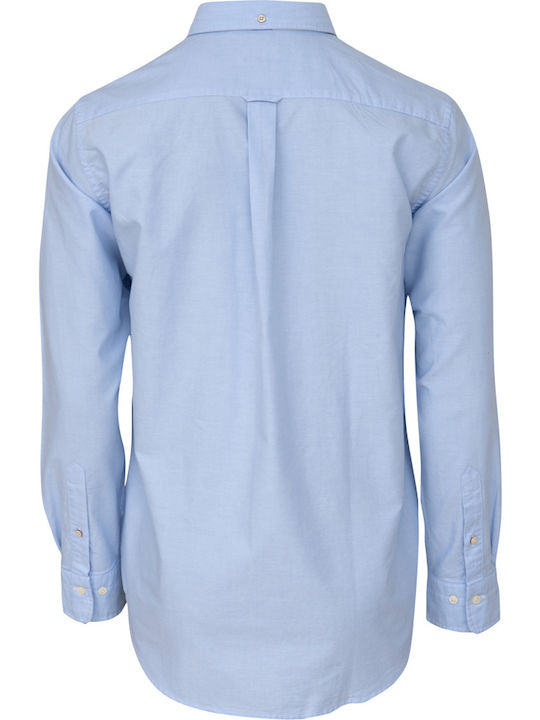 Long-sleeved Cotton Shirt Light Blue