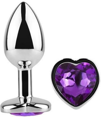 LateToBed AfterDark Anal Plug & Heart Jewel Anal Plug Small Purple Lavender
