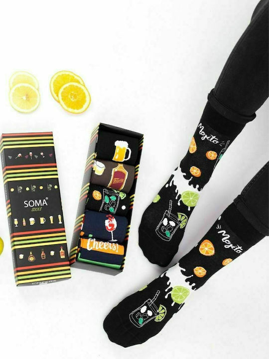 Soma Socks Cheers Unisex Κάλτσες με Σχέδια Μπλε 5 Pack