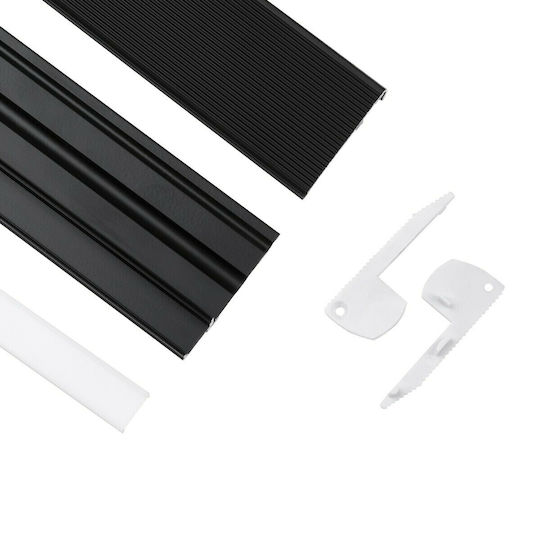 GloboStar External Aluminum Profile for LED Strip Stairs with Opal Cover 100x5.9x2.1cm