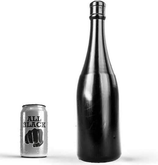 All Black Champagne Bottle Medium Anal Dildo Medium Black 34.5cm