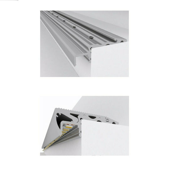 GloboStar Satz 5Stück Hängend Aluminiumprofil für LED-Streifen Treppen mit Opal Abdeckung 300cm