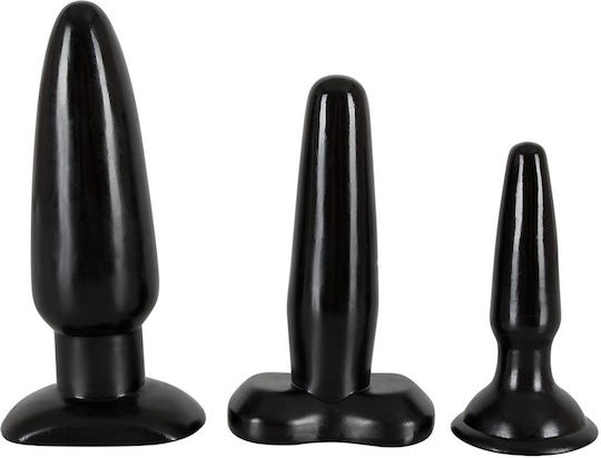 Nanma Sexy Sweet Butt Plugs Πρωκτικές Σφήνες Σετ Μαύρες 3τμχ