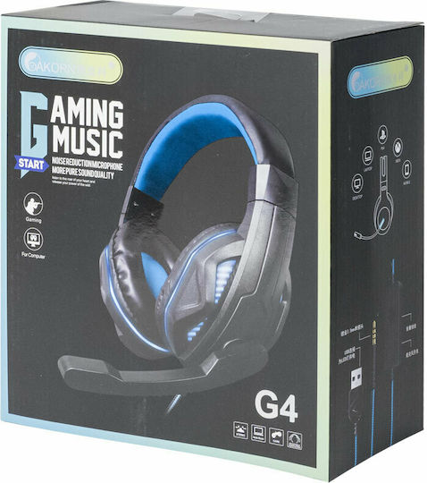 Oakorn Oakorn G4 LED Over Ear Gaming Headset cu conexiune 3,5mm / USB Negru