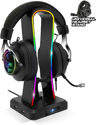 Spirit of Gamer Sentinel RGB Επιτραπέζια Βάση Ακουστικών με Φωτισμό LED και Θύρα USB Μαύρη