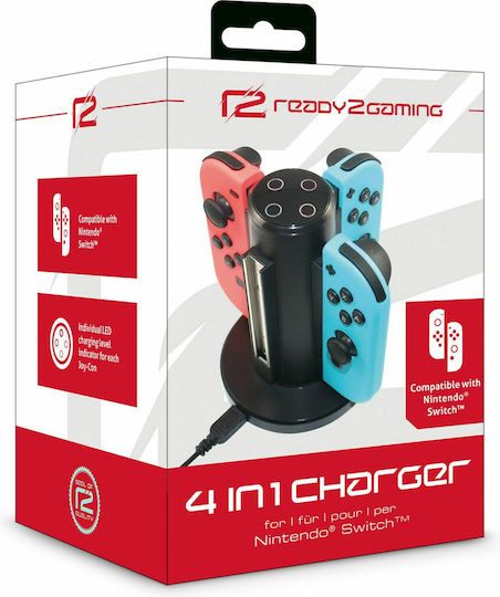 ready2gaming Βάση Φόρτισης για 4 χειριστήρια Switch Μαύρη R2GNSW4IN1CHA