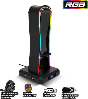 Spirit of Gamer Sentinel RGB Επιτραπέζια Βάση Ακουστικών με Φωτισμό LED και Θύρα USB Μαύρη