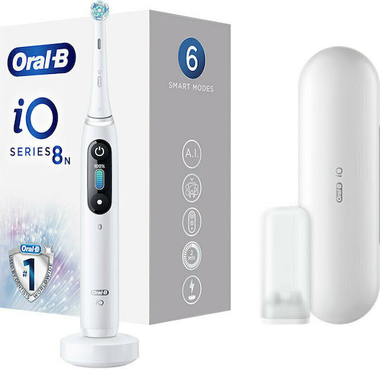 Oral-B iO Series 8 Electric Toothbrush with Timer, Pressure Sensor, and Travel Case White