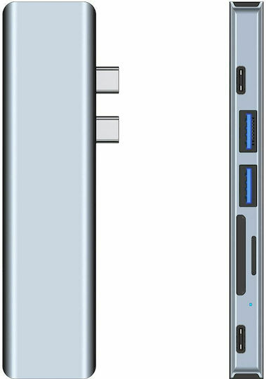 Tech-Protect V5-HUB Hub 4 Θυρών USB 3.0 με σύνδεση USB-C Γκρι