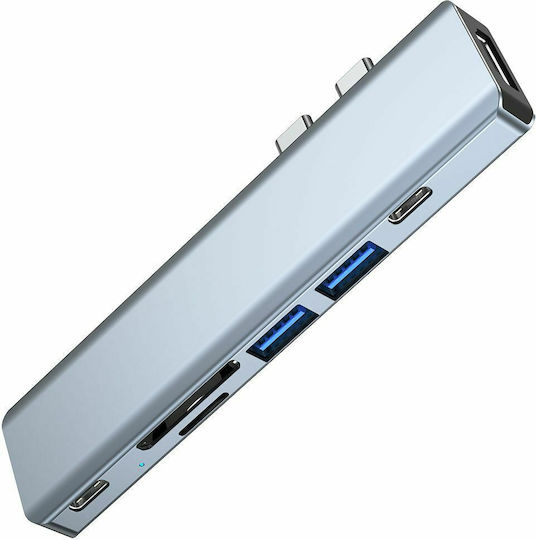 Tech-Protect V5-HUB Hub 4 Θυρών USB 3.0 με σύνδεση USB-C Γκρι