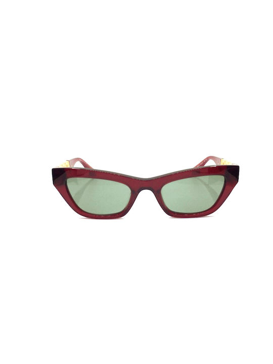 Versace Women's Sunglasses with Red Plastic Frame and Green Lens VE4419 388/2