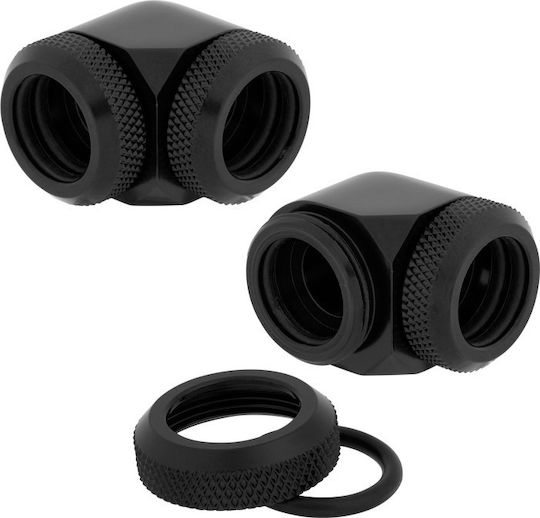 Corsair Hydro X Series XF Hardline 90° 14mm OD Fitting Twin Pack Fittings Black CX-9052015-WW