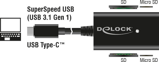 DeLock Card Reader USB 3.1 Type-C για SD/MemoryStick