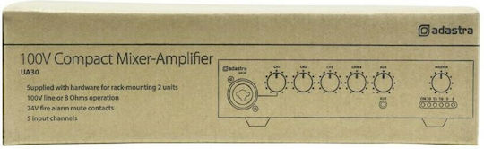 Adastra UA30 Mini PA Power Amplifier 5 Channels 30W/8Ω 30W/100V with Cooling System Black