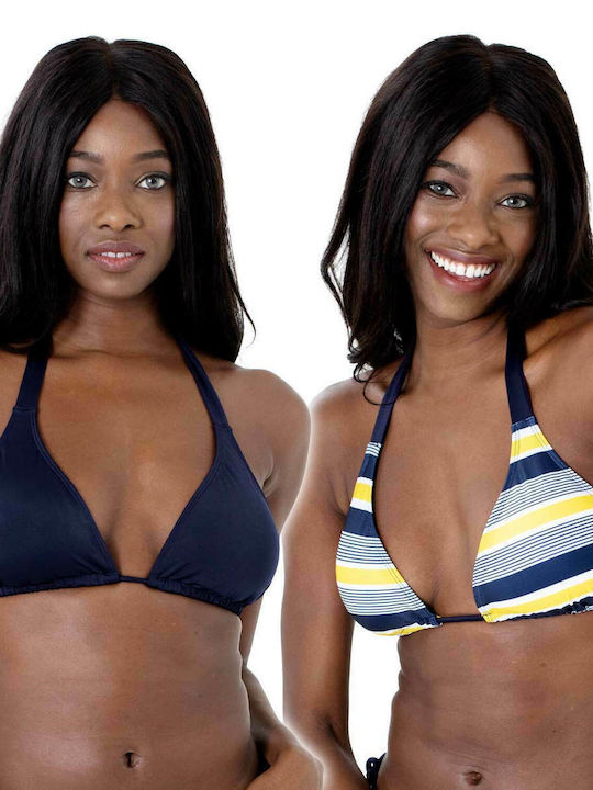 Dorina Triangle Bikini Top Navy Blue Striped