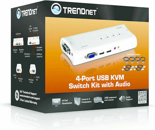 Trendnet TK-409K KVM & Data Switch με Audio / USB / VGA