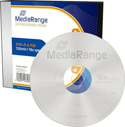 MediaRange Recordable DVD+R 16x 4.7GB 5pcs