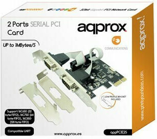 Approx PCIe Karte mit 2 RS232 DB9 Seriell Anschlüssen