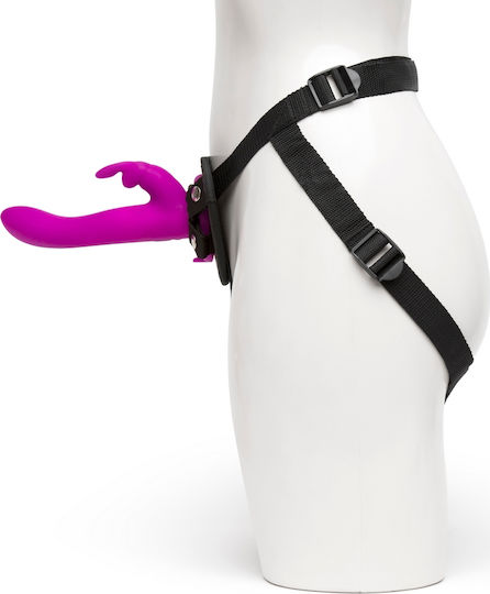 Happy Rabbit Rechargeable Vibrating Strap On Harness Set Harness με Dildo σε Μωβ Χρώμα