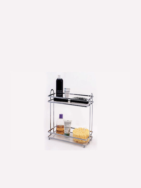 General Trade Wall Mounted Bathroom Shelf Metallic with 2 Shelves 28.5x15x33.5cm Silver
