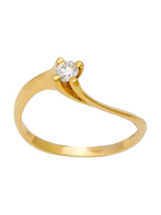 Diamond Jools LR045 Single Stone Ring of Gold 18K with Diamond