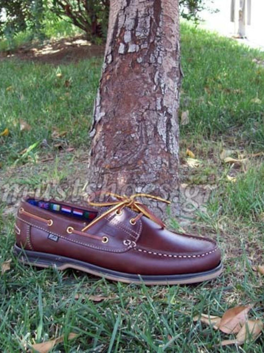 Δερμάτινα Ανδρικά Boat Shoes σε Καφέ Χρώμα