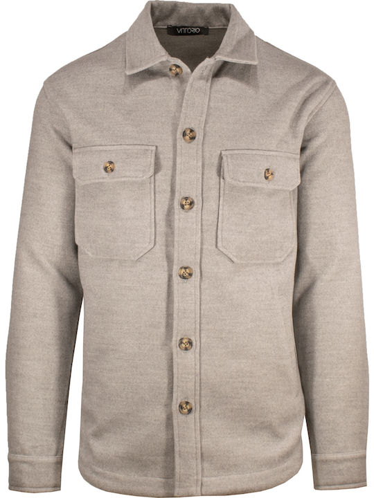 Vittorio Artist Men's Shirt Overshirt Long Sleeve Gray