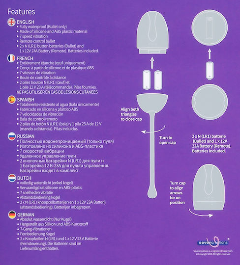 Seven Creations Ultra Seven Remote Control Egg Vibrator Egg with Remote Control Purple