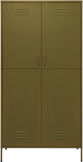 Office Storage Cabinet Metal Olive 90x50x180cm