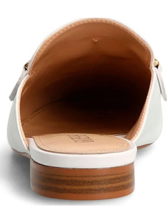 Marisa Flat Δερμάτινα Mules σε Λευκό Χρώμα