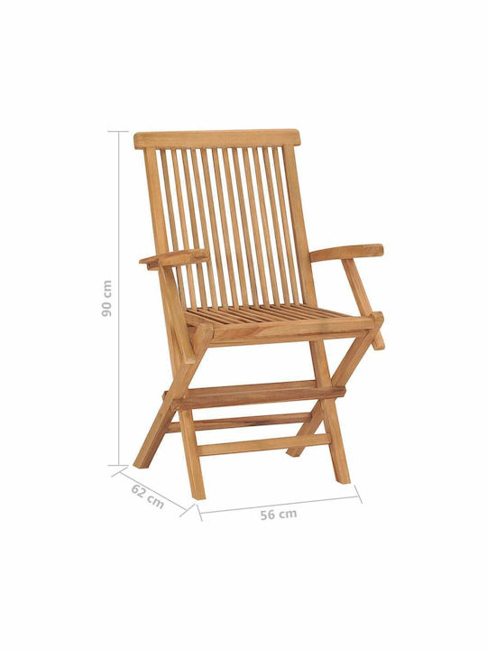 Градински Стол Дървен Естествен 3 Бройки 56x62x90см