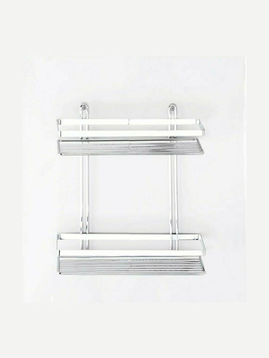 Tekno-Tel 455.ES067 Επιτοίχια Ραφιέρα Μπάνιου Inox με 2 Ράφια 25x12x27cm