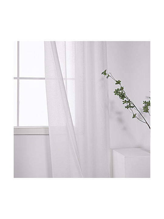 Beauty Home Κουρτίνα με Τρουκς 8440 Λευκή 140x270εκ.