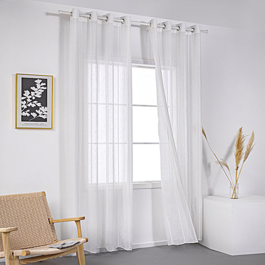 Beauty Home Κουρτίνα με Τρουκς Λευκή 140x270εκ.