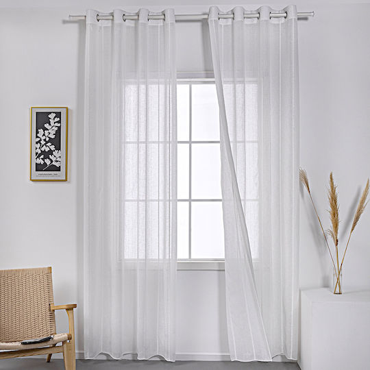 Beauty Home Κουρτίνα με Τρουκς Λευκή 140x270εκ.