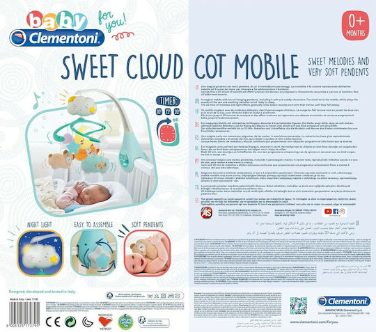 Baby Clementoni Μόμπιλε Κούνιας με Μουσική, Περιστροφή και Προτζέκτορα Sweet Cloud για Νεογέννητα