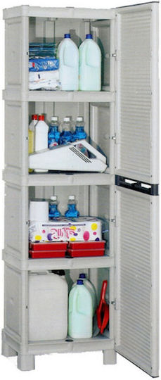 Single Door Wardrobe Plastic with 3 Shelves 50x39x172cm