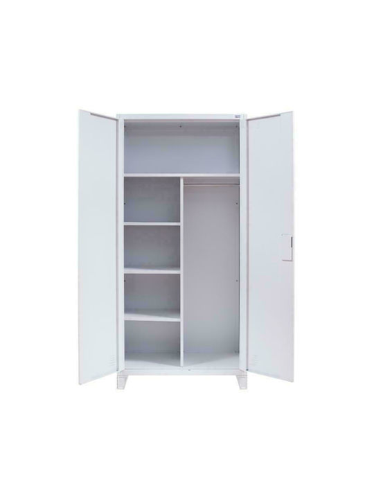 Double-Leaf Valja Metallic Cabinet with Locking Capability with Divider & 4 Shelves 90x45x190 cm